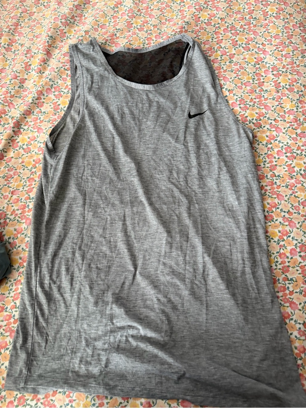 Nike Gray Muscle Tank Top with Black Swoosh
